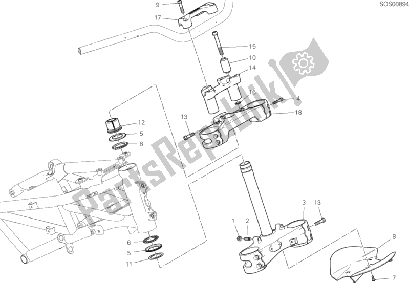 Toutes les pièces pour le Ensemble De Base De Tête De Direction du Ducati Multistrada 1260 ABS USA 2020